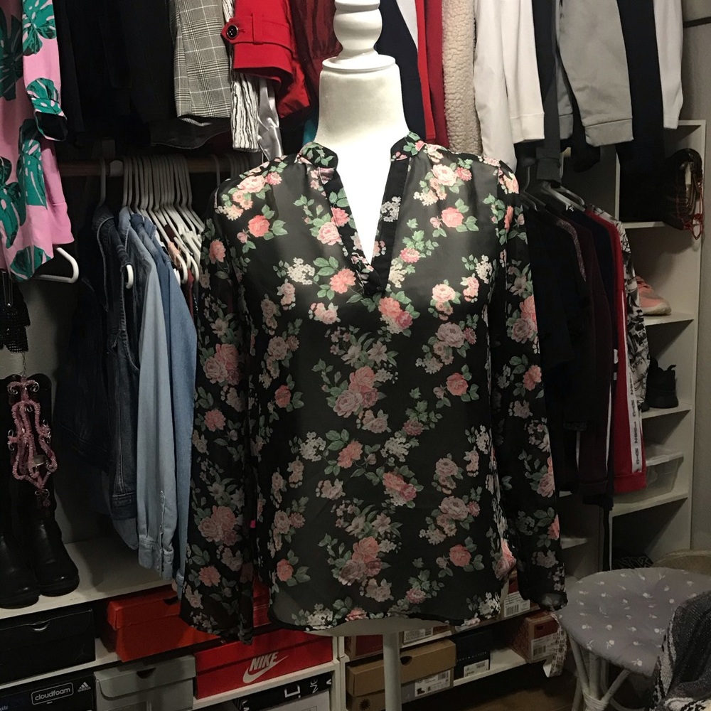Black flower blouse